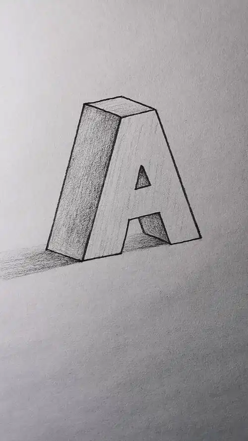 三条直线画立体字母"a"