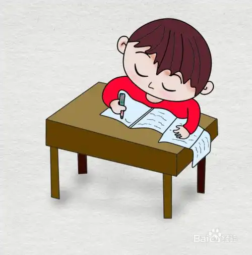 简笔画彩色学生写作业