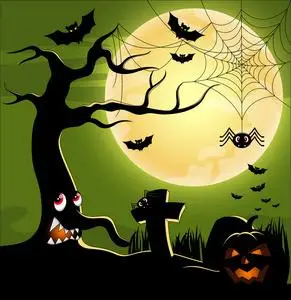 与树怪物满可怕的万圣节背景万圣节的树, 可怕的或可怕的和可怕的树枝