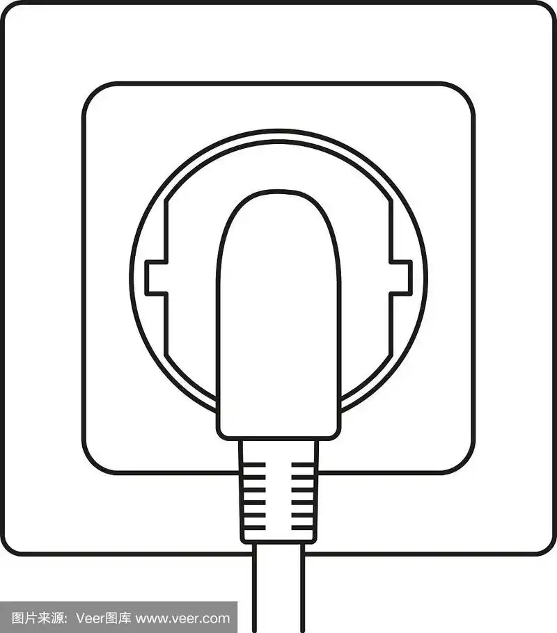 线路艺术黑白插头插在插座上