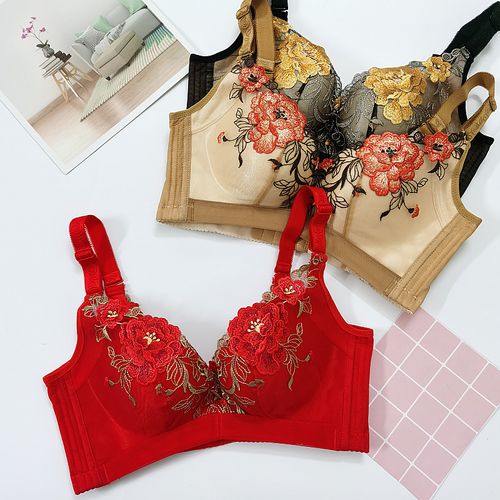 蝴蝶梦时尚内衣店的优惠券大全—性感牡丹花刺绣文胸套装内衣内裤无