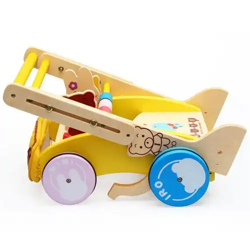 巧之木可调节助步车多功能木制学步车折叠推车音乐咔咔车敲打玩具