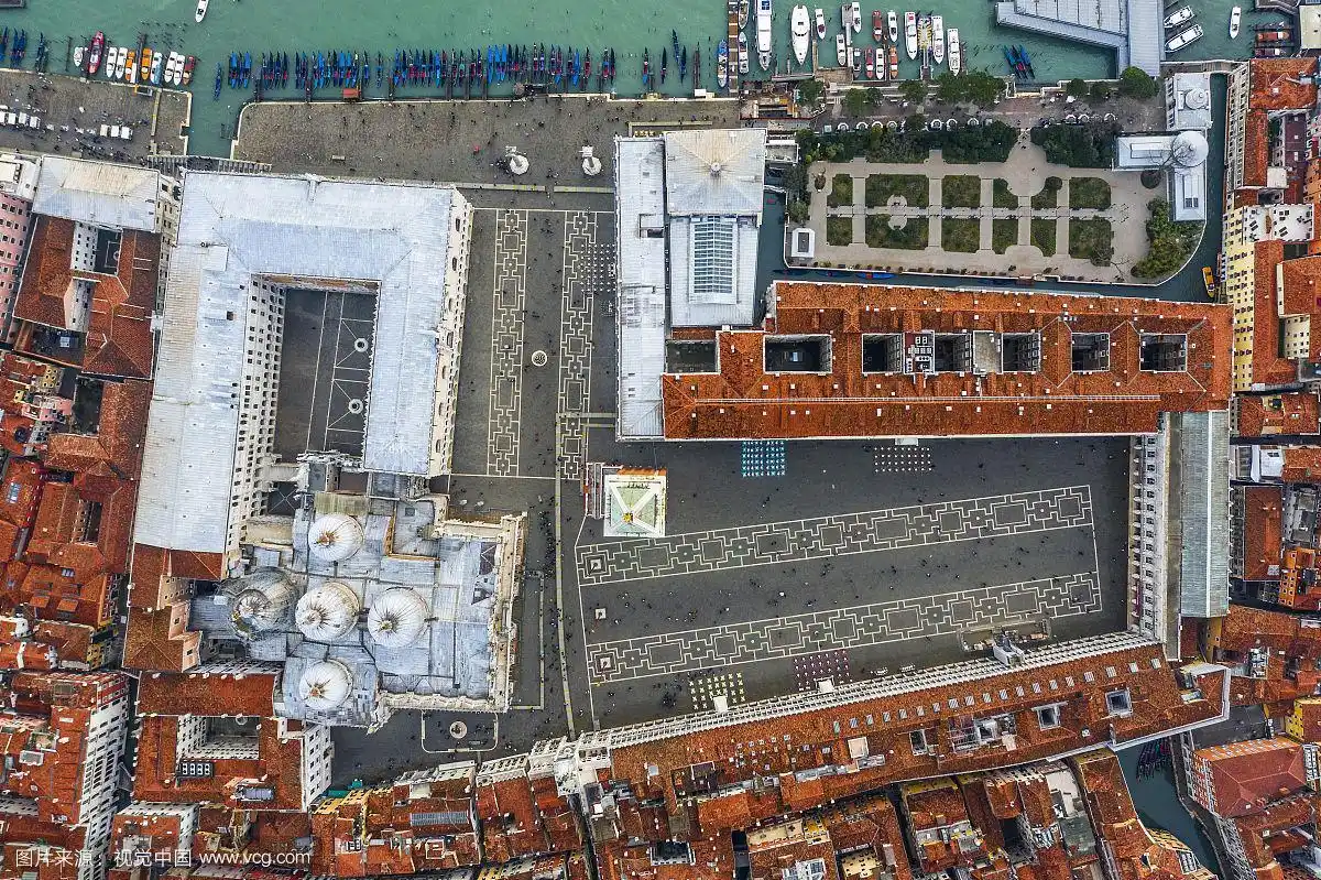 威尼斯 圣马可广场 圣马可大教堂 总督府 航拍