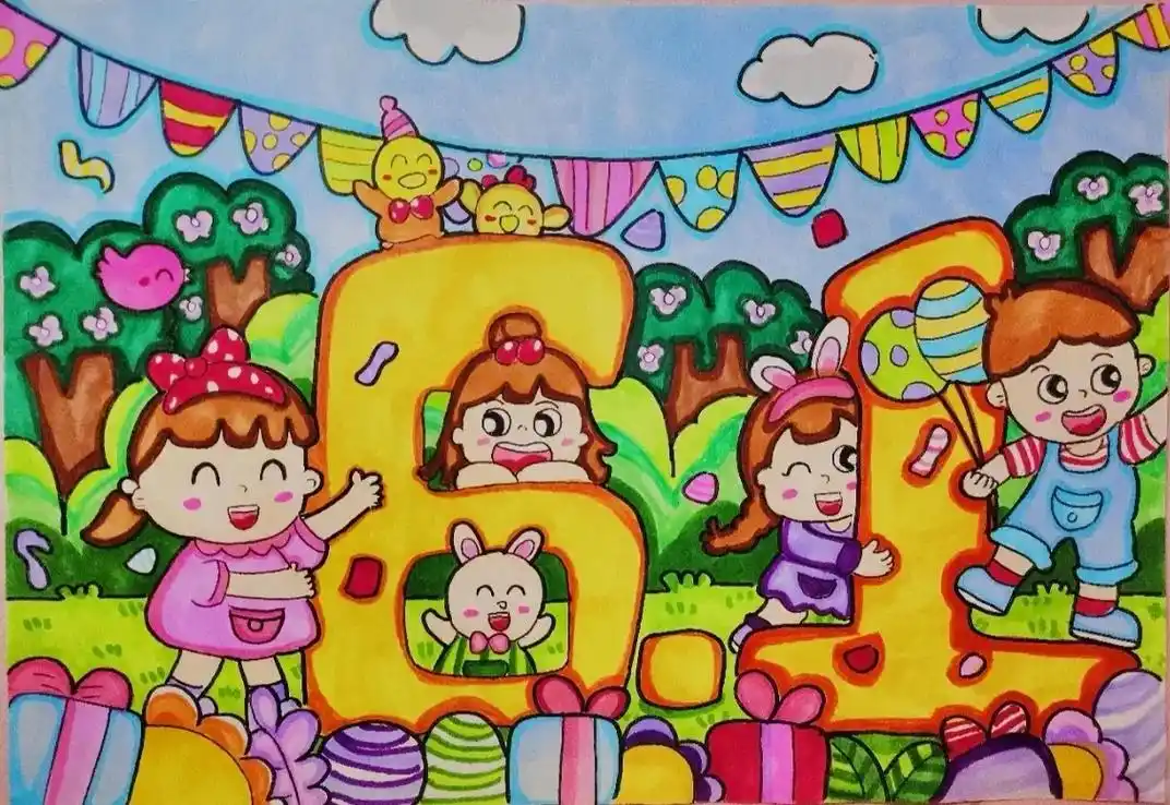 创作灵感 #小yu老师 分享一组优秀六一儿童节创意儿童画作 - 抖音