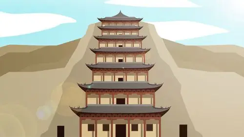 中国风历史建筑莫高窟 插画素材