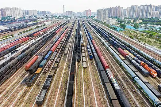 航拍河南郑州北站铁路编组站编组场