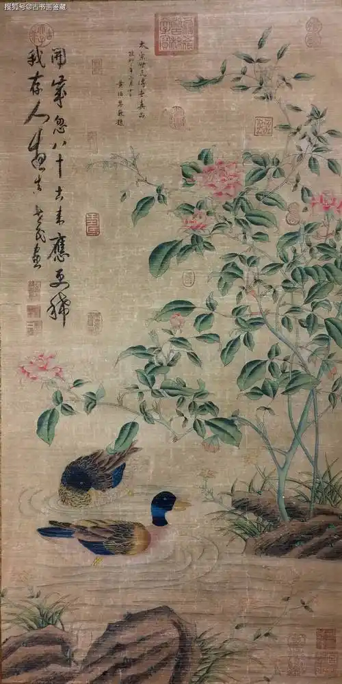 唐代 唐太宗李世民 花鸟画(中堂)