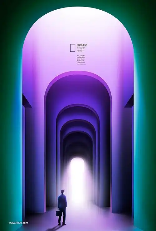 商务男士科技感3d立体彩色背景灯光人物海报