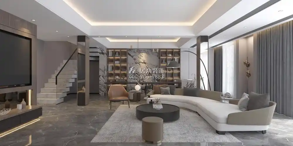 当代上品湾160平方米现代简约风格叠墅户型客厅装修效果图