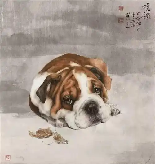 国画狗100图怎样画动物