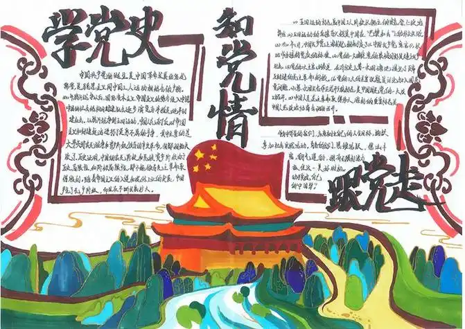 学党史明初心担使命手抄报党史手抄报