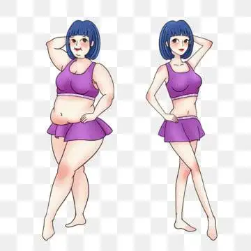 卡通画 人物 胖瘦女人 对比插画, 卡通画, 美女, 人物 png和psd图片