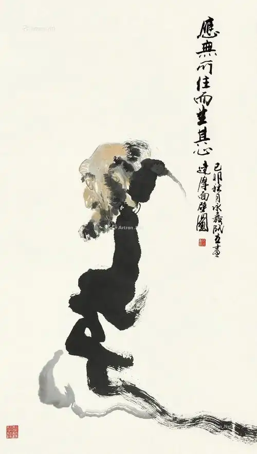 0428 己卯(1999)年作 达摩面壁 立轴 设色纸本