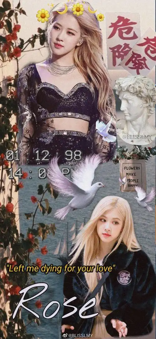 blackpink/粉墨-rose/朴彩英(人间野玫瑰)拼贴壁纸