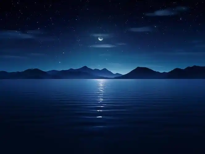 星辰大海夜晚大海壁纸清新海边背景风景旅游度假宣传