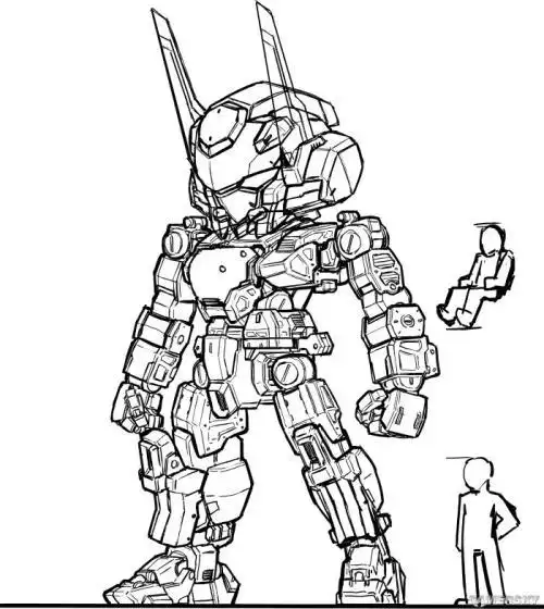 战斗机甲战争简笔画