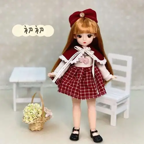 30厘米芭比娃娃bjd6分娃换装衣服裙子jk制服套装女孩公主生日礼物