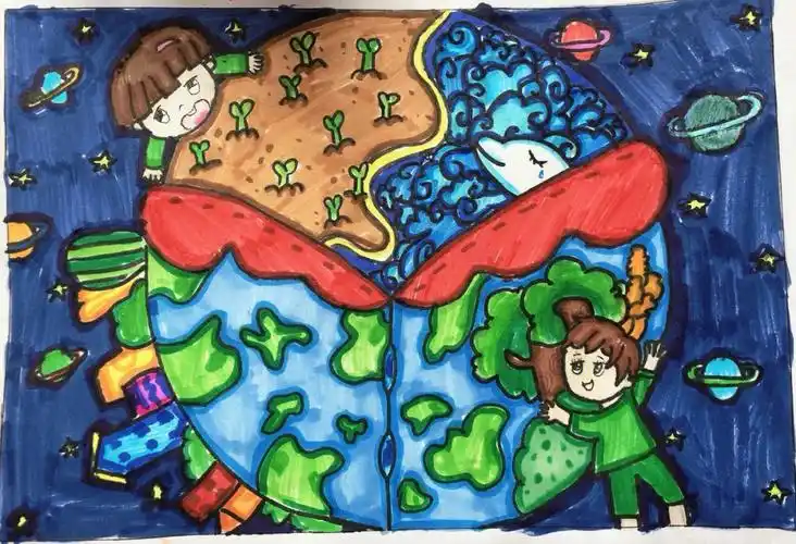 儿童创意绘画#儿童画  #创意绘画 #爱护环境  #爱护我们共同的家园