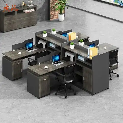 质凡员工办公桌带柜职员桌3米干字型八人位