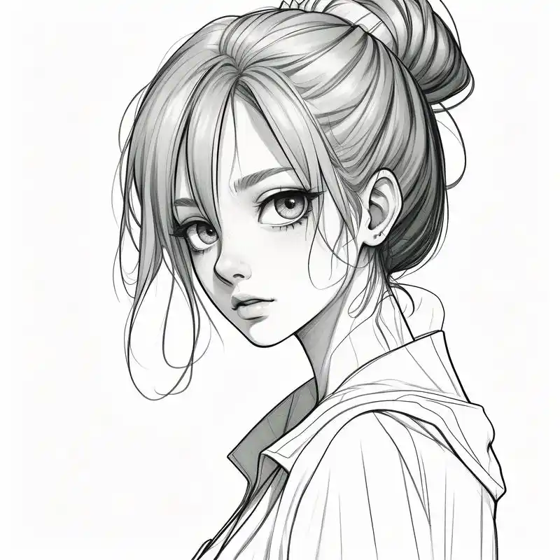 伤感女生黑白素描头像94