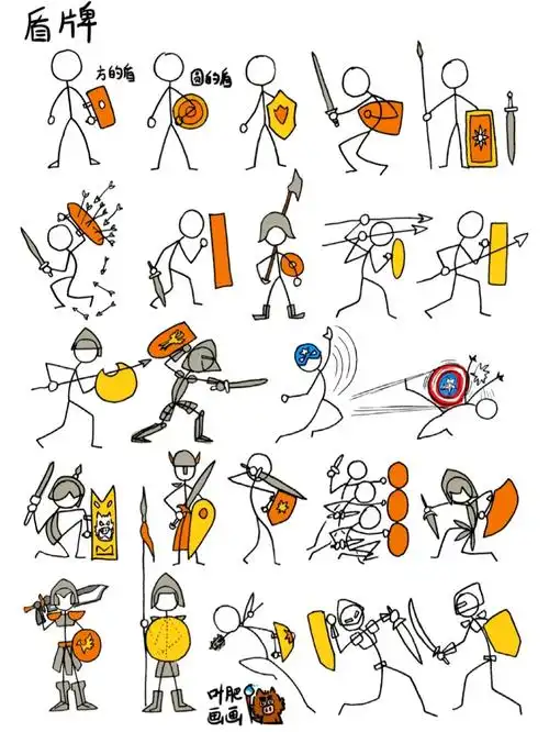 火柴人盾牌创意儿童画