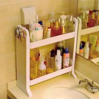 卫生间置物架洗手台化妆品整理架塑料桌面浴室洗漱台收纳架 爆款(两层