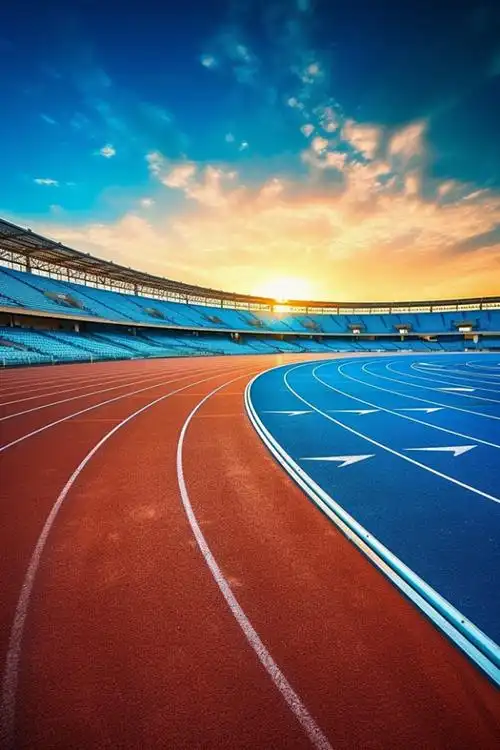 运动场跑道红色跑道操场校园学校场地摄影图