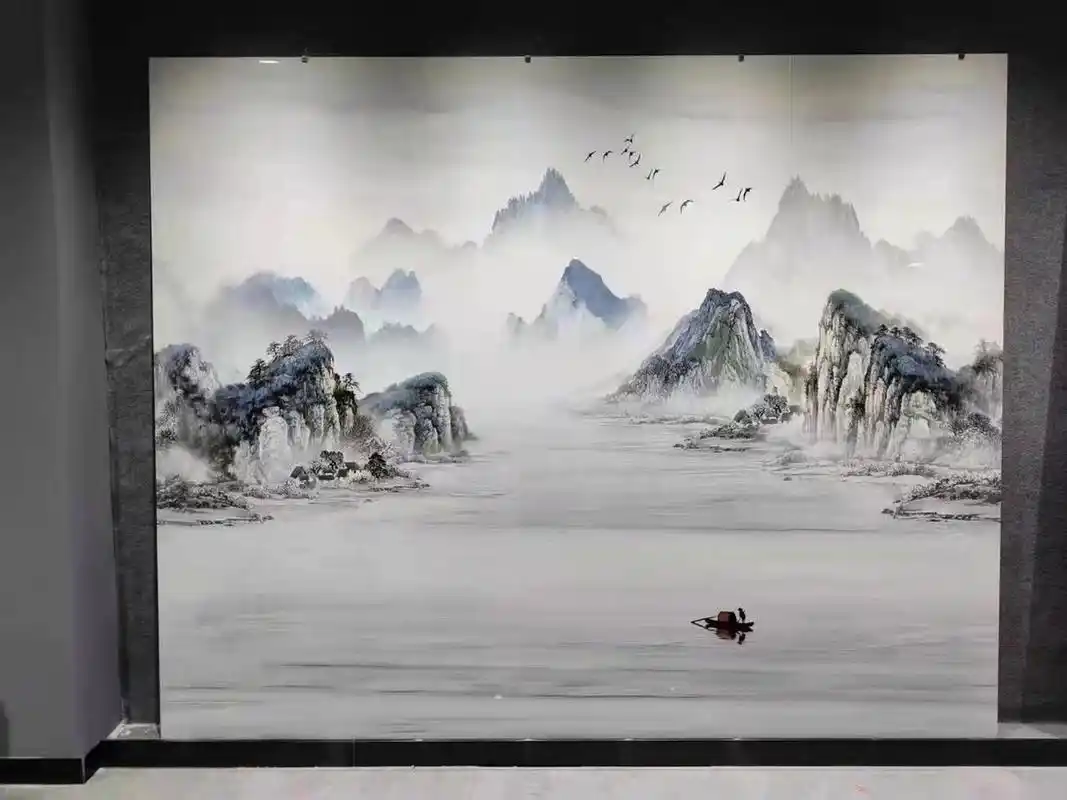 山水壁画背景墙 墙绘壁画