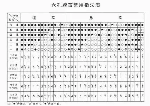 f调竹笛的低高中音指法图