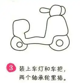 电动车简笔画画法步骤03幼儿绘画代步工具电动车简笔画电动车绘画过程
