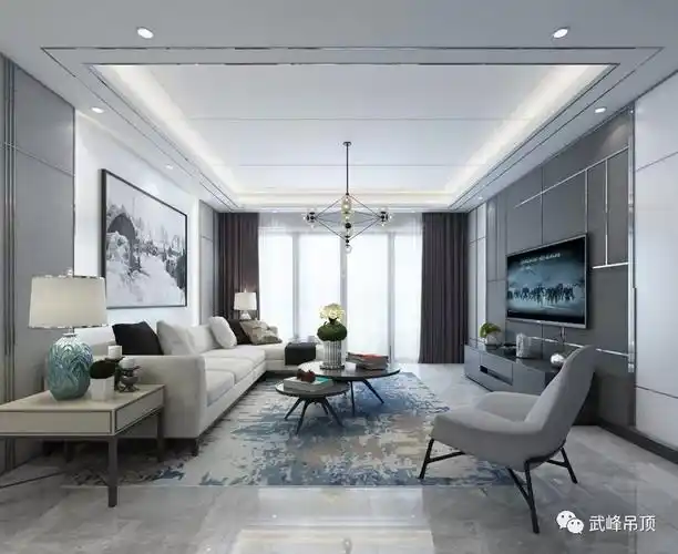 (图片来源:武峰集成吊顶公众号)现代简约客厅装修效果:整个客厅以白色