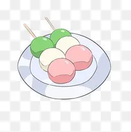 三色丸子卡通插画