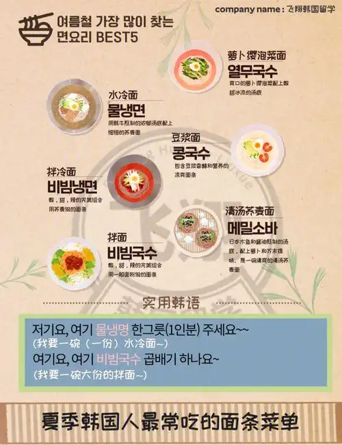 实用韩语夏天韩国人最爱吃的面条菜单