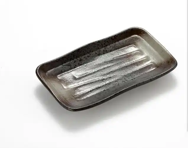 8英寸长方木纹盘 陶瓷盘子 点心盘 鱼盘 日式韩式餐具 寿.