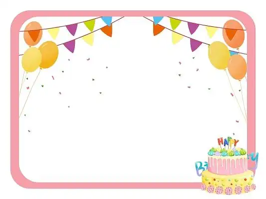 生日快乐边框粉红色可爱卡通蛋糕生日标题框边框png素材