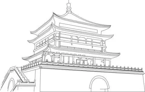 简笔画 手绘 线稿 650414西安钟楼图片简笔画