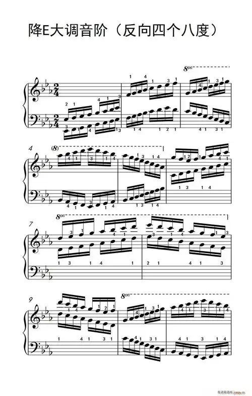 降e大调音阶反向四个八度孩子们的钢琴音阶和弦与琶音2