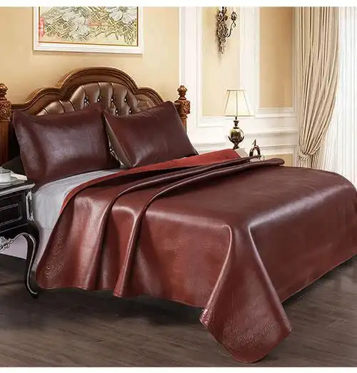 牛皮凉席良木牛头层牛皮凉席水牛皮三件套18米15m床彩色加厚软硬席