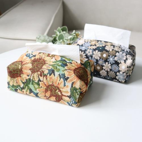 北欧ins洋甘菊浮雕立体双层布艺抽纸盒桌面收纳轻奢客卧餐巾纸套