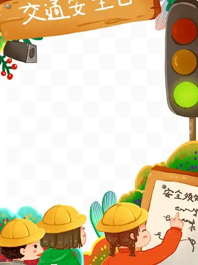 交通安全日 i>小 /i>学生学习安全 i>知 /i> i>识 /i>免抠素材边框