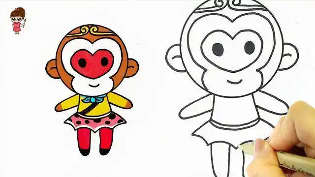 孙悟空简笔画带颜色 孙悟空简笔画带颜色 全身