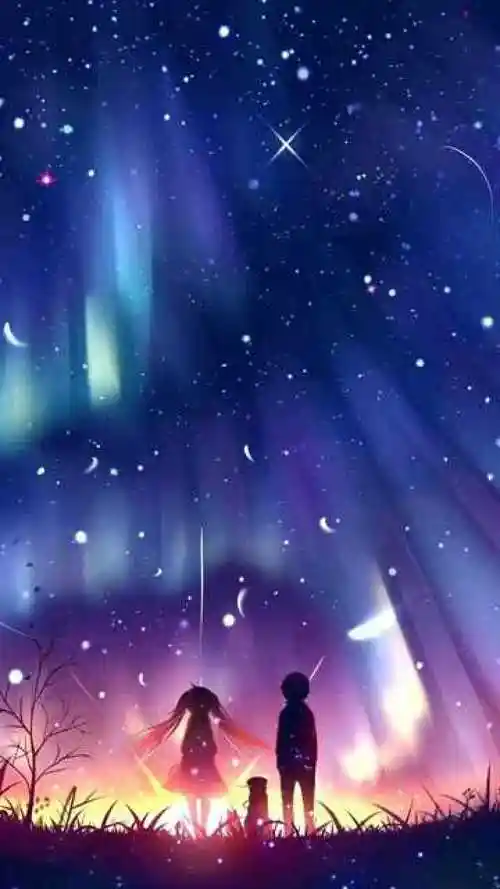 美好的情侣看星星动态壁纸