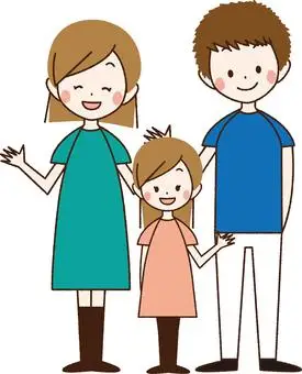 一个微笑的三口之家的家庭