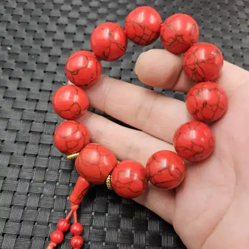 18毫米优化红松石圆珠手链鸡血玉仿玉石手链男女同款手链玉手串