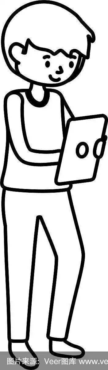 年轻人学生使用平板电脑学习