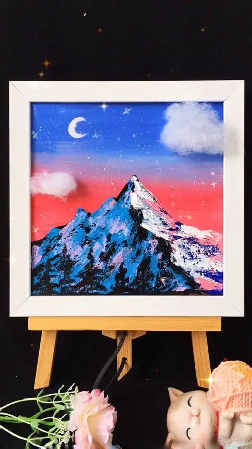 绘画用刮刀刮出一座山简单易学