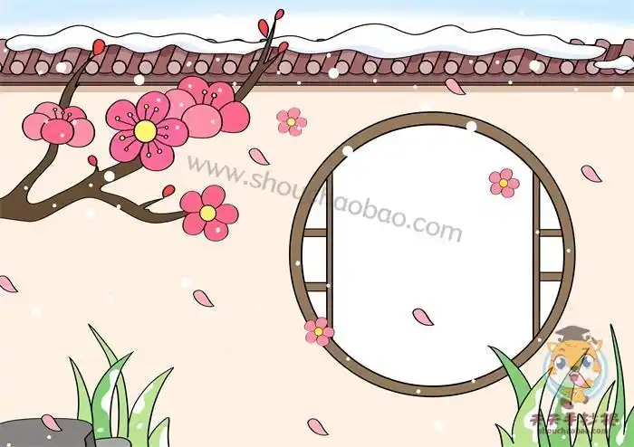 古诗配画手抄报卜算子咏梅手抄报陆游《梅》的诗配画手抄报 诗配画