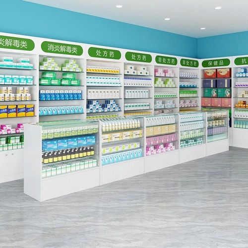 木制药店货架西药柜药房药品专用展示柜处方柜诊所玻璃柜台店展架