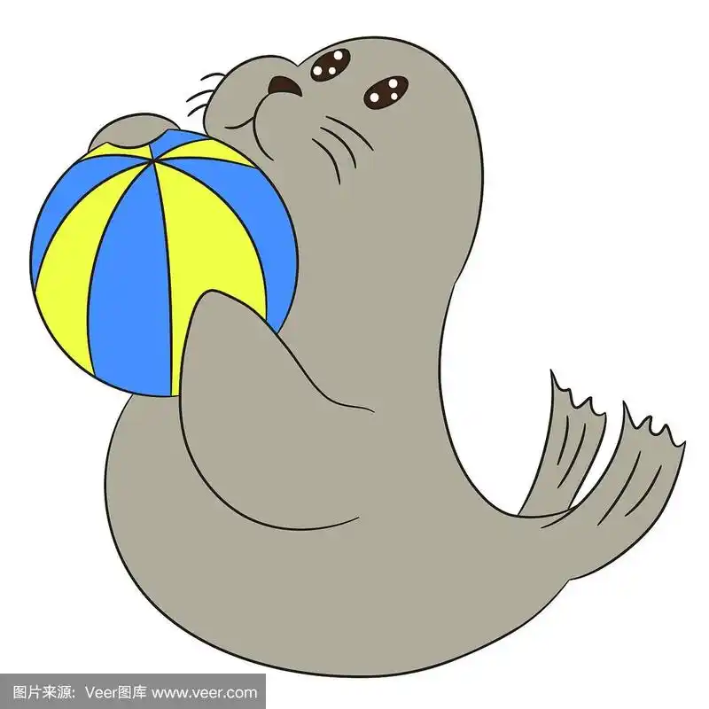 卡通画海豹可爱
