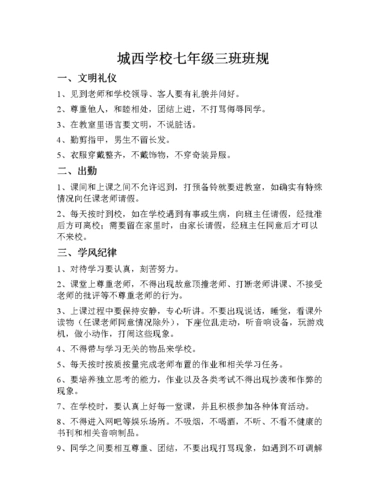 城西学校七年级三班班规.doc